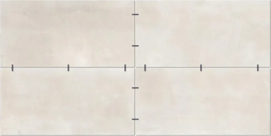 Esquema de nivelación para piezas rectangulares: posición de los niveladores en las juntas